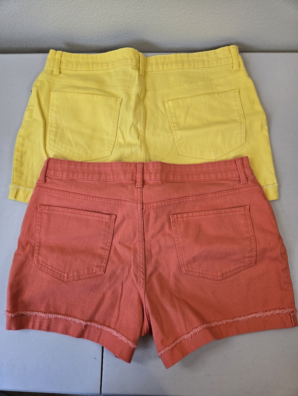 2 Time and Tru Denim Shorts Bundle Size 16 Yellow and Coral - Picture 10 of 11